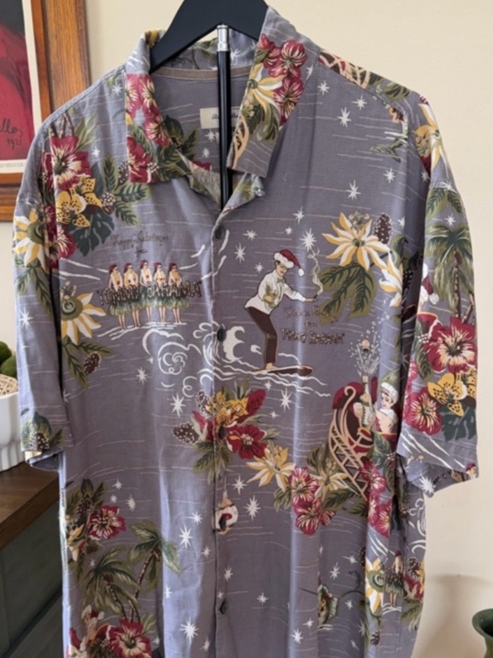 Tommy Bahama Silk Shirt XXL Christmas Hawaiian Camp Holiday